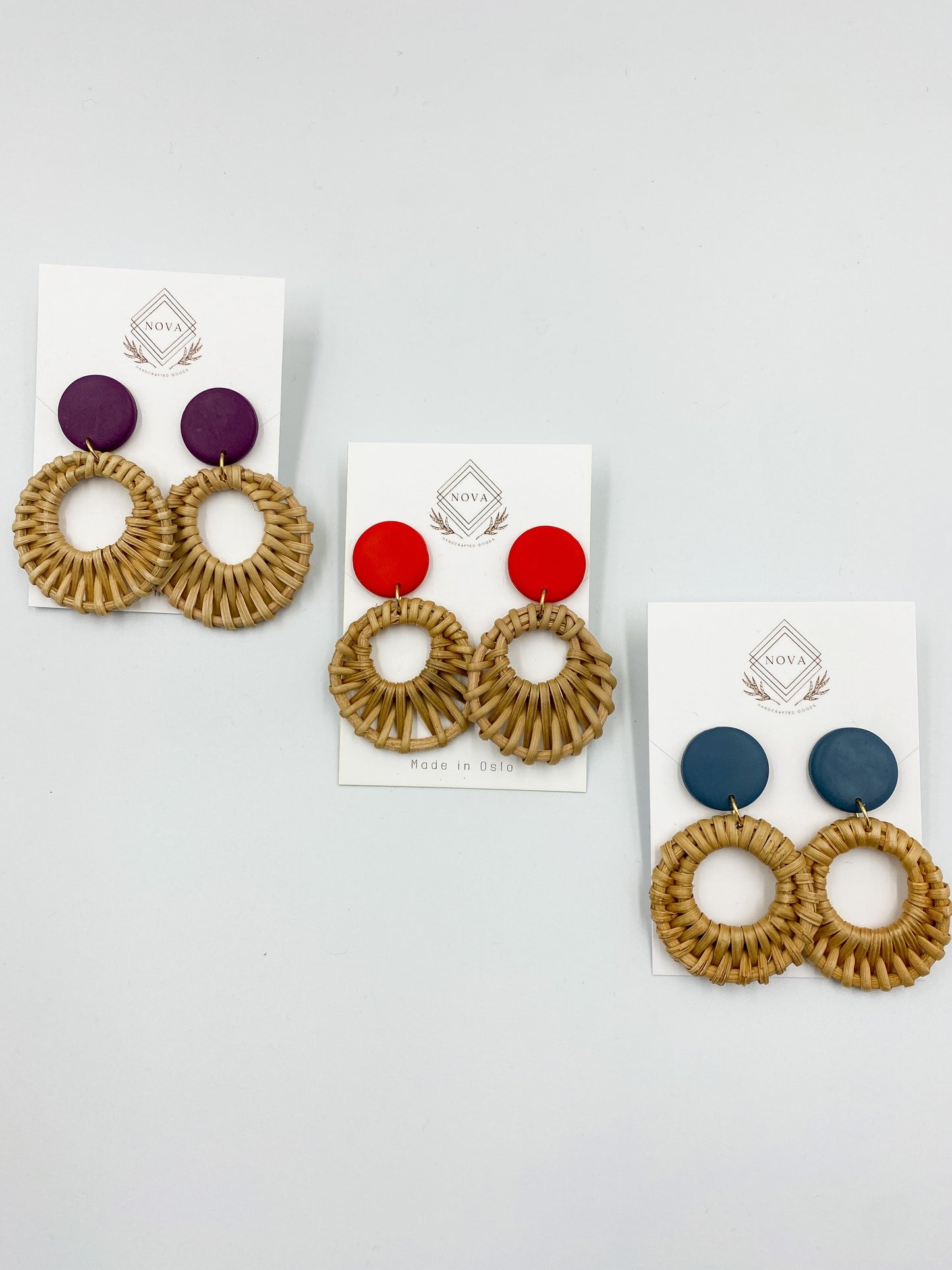 Medium Boho Hippie Rattan Hoops