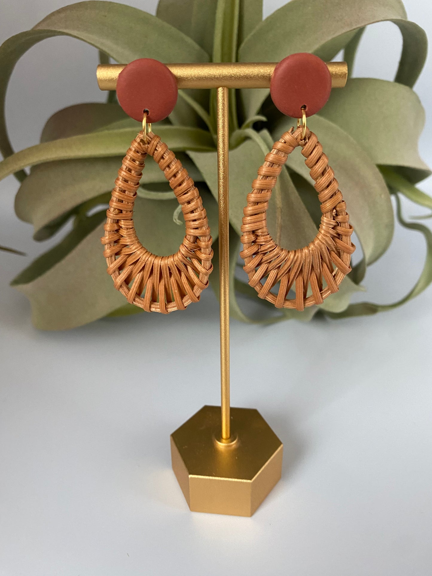 Boho Hippie Rattan Teardrop Hoops