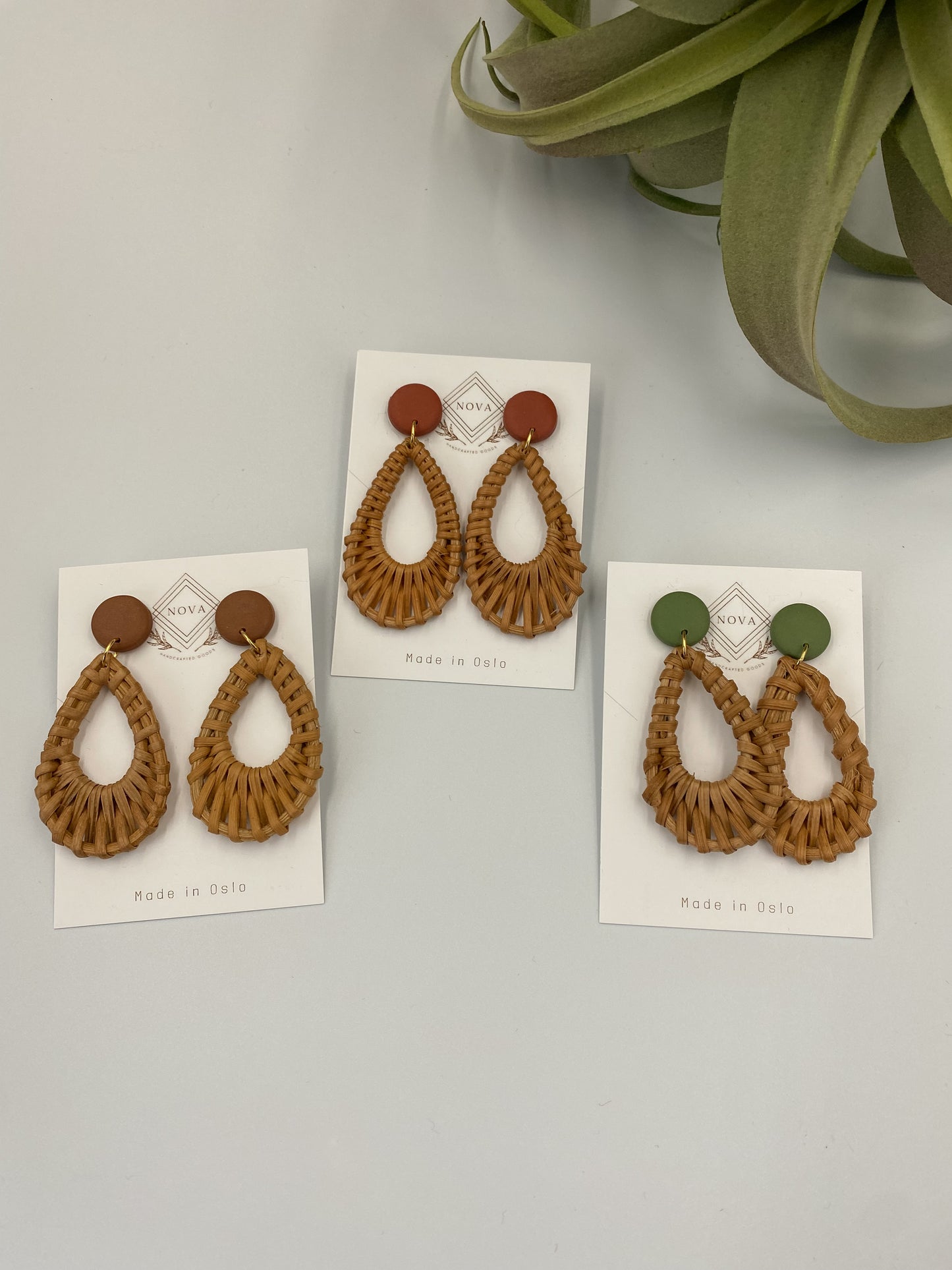 Boho Hippie Rattan Teardrop Hoops