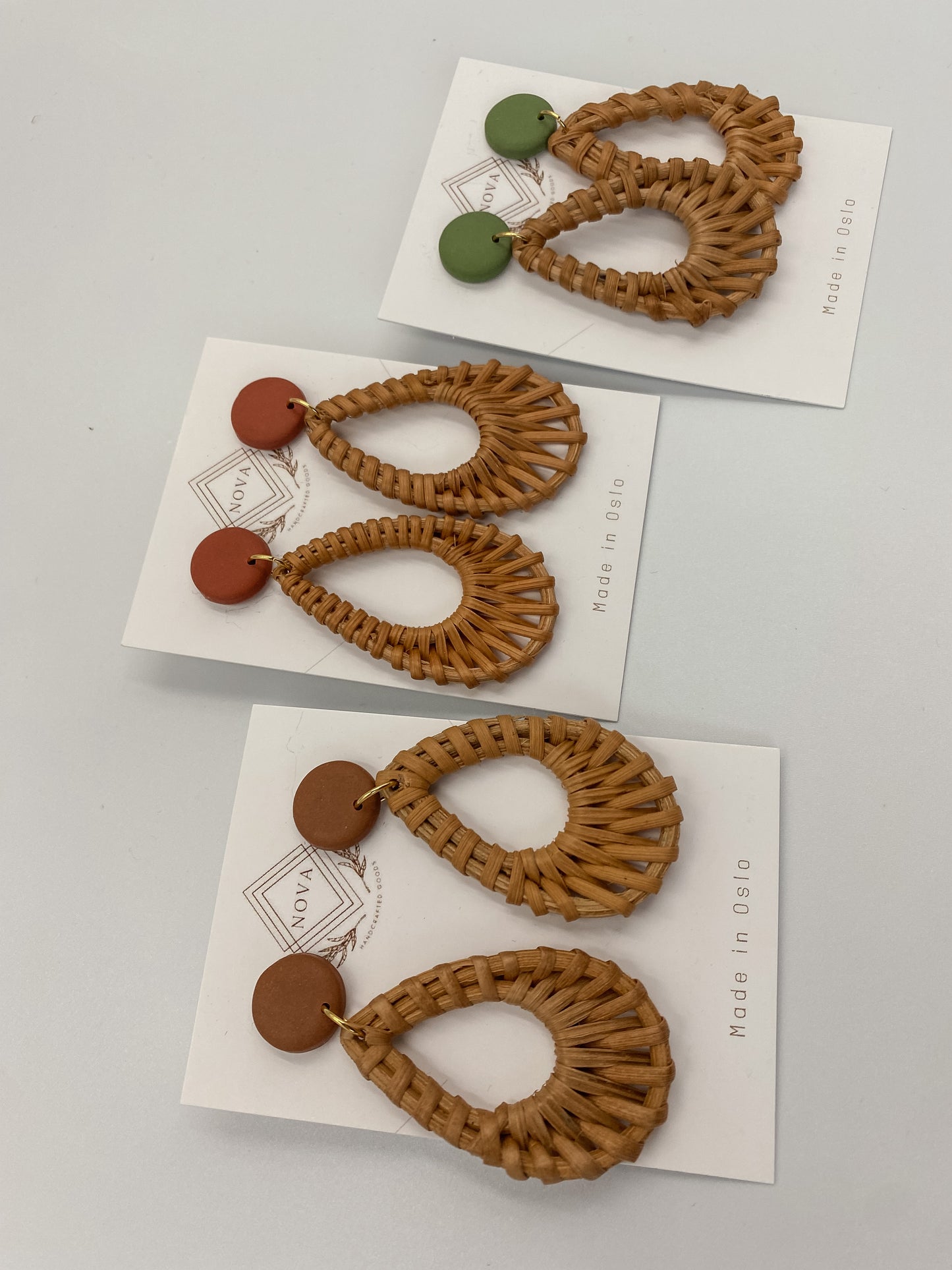 Boho Hippie Rattan Teardrop Hoops