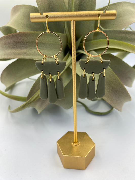 Army Green Circle Dangles