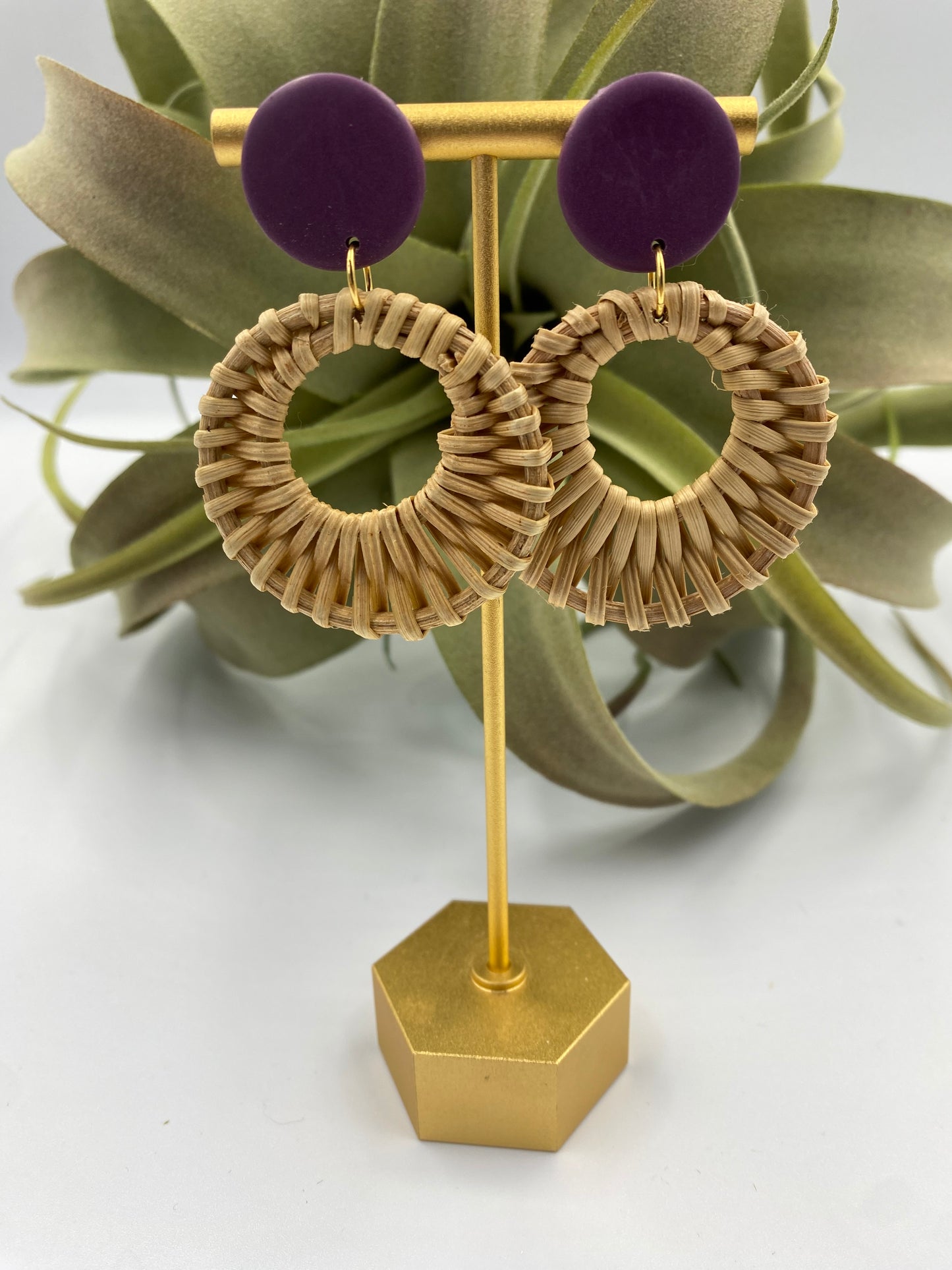 Medium Boho Hippie Rattan Hoops